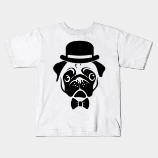 Pug in a Bowler Hat Kids T-Shirt